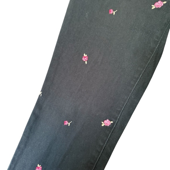 Black PacSun Embroidered Floral High-Rise Straight Denim - Picture 7 of 11